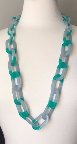 Collana a maglie ovali J Crew pacific turchese colorblock nuova con etichette con borsa J Crew! - Foto 6 di 6