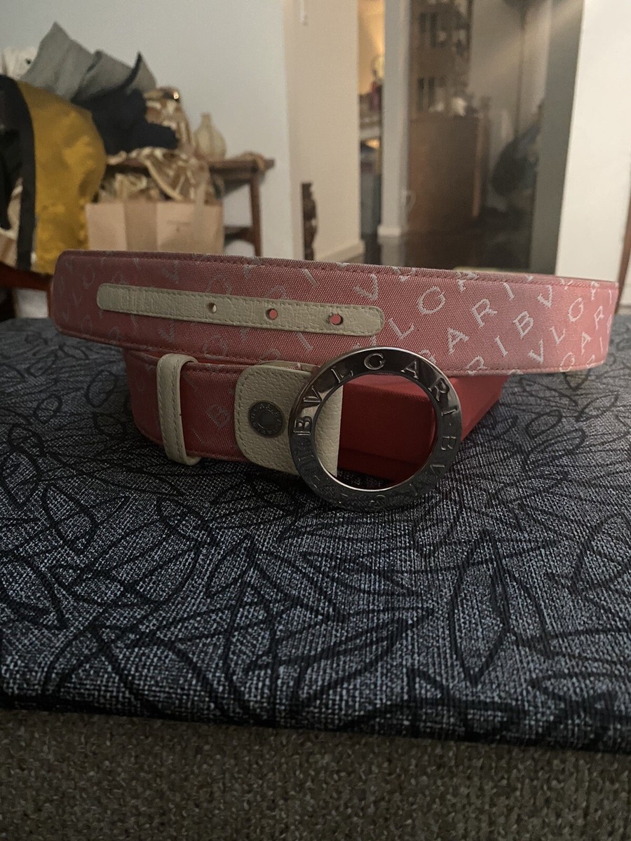 Bvlgari Belt 42 105 Logo Mania Beige White Dark Brown Leather BVLGARI Logo Mania - Beige White Dark Brown Jacquard Leather  main image 3