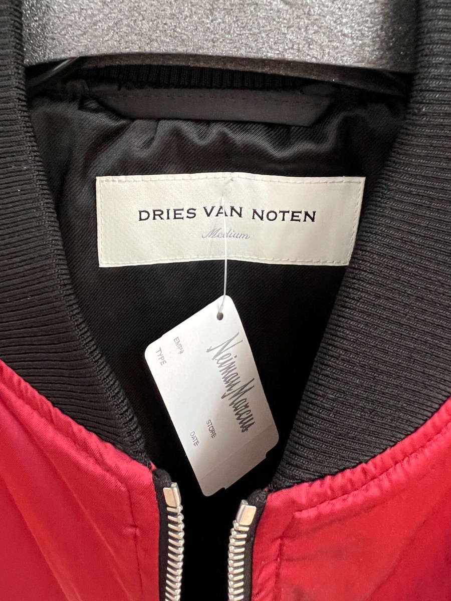 DRIES VAN NOTEN Men's Vickers Shiny Satin Bomber Jacket In Red
