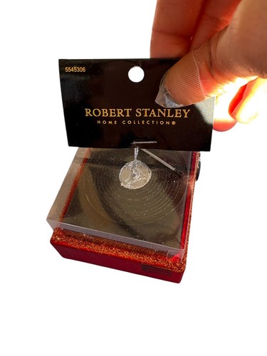 NWT Glitter Robert Stanley Glass Red Record Player Christmas Tree Ornament - Picture 5 of 10