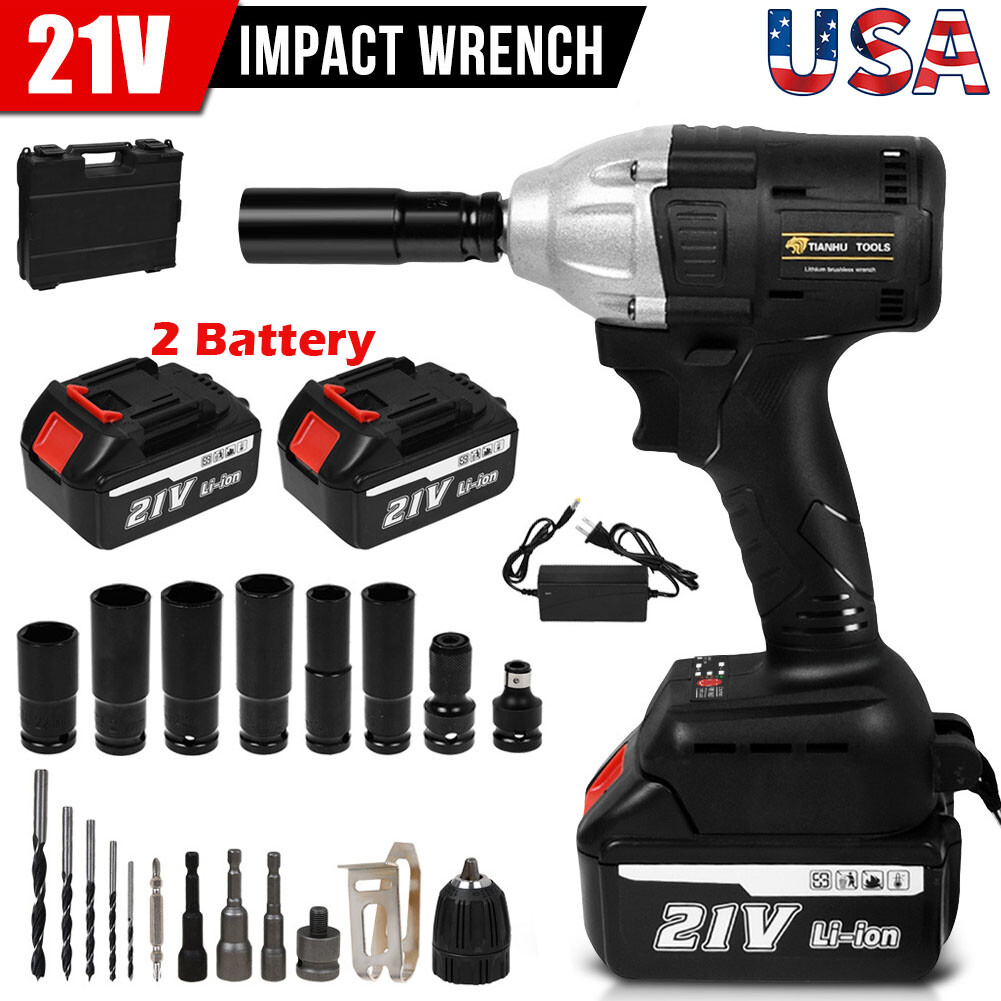 21V Cordless Impact Wrench Kit With 520N.m Torque - Brushless 1/2 Inch Electric Impact Driver With Battery & Charger