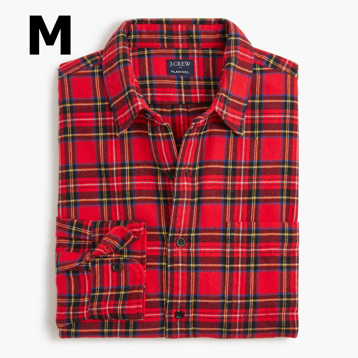 J Crew Men's Slim Fit Plaid Flannel Shirt Men's MEDIUM Red Black - Main Image
