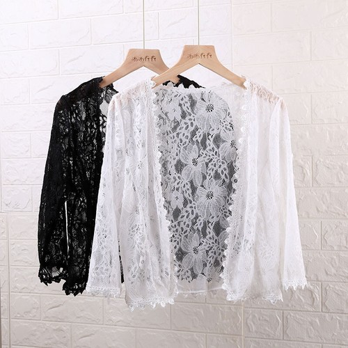 Women Floral Lace Crop Top Bolero Shrug Cape Half Sleeve Cardigan Bridal Shawl - Picture 1 of 12