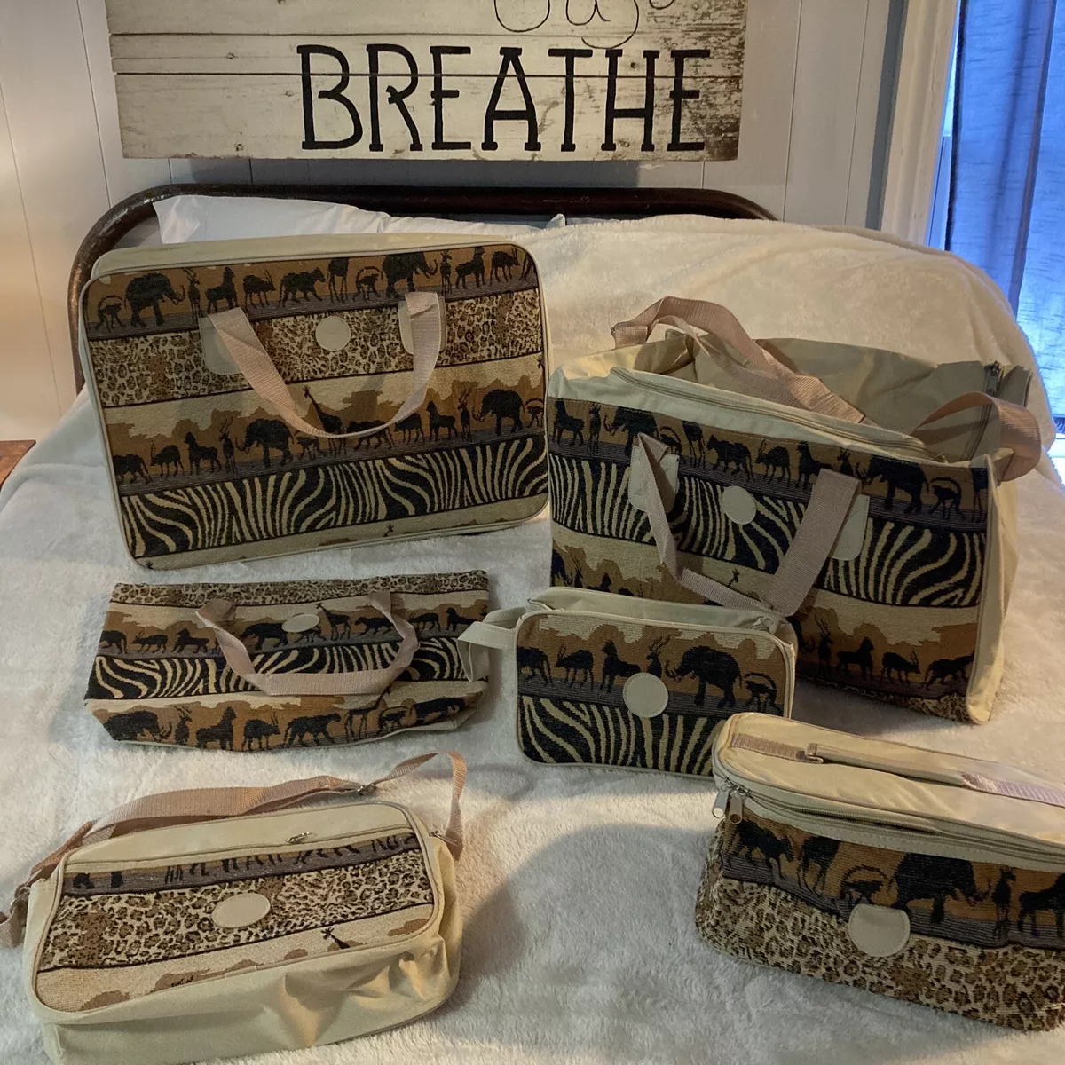Set of 6 African Safari Print Travel Bags by Jade Foldable