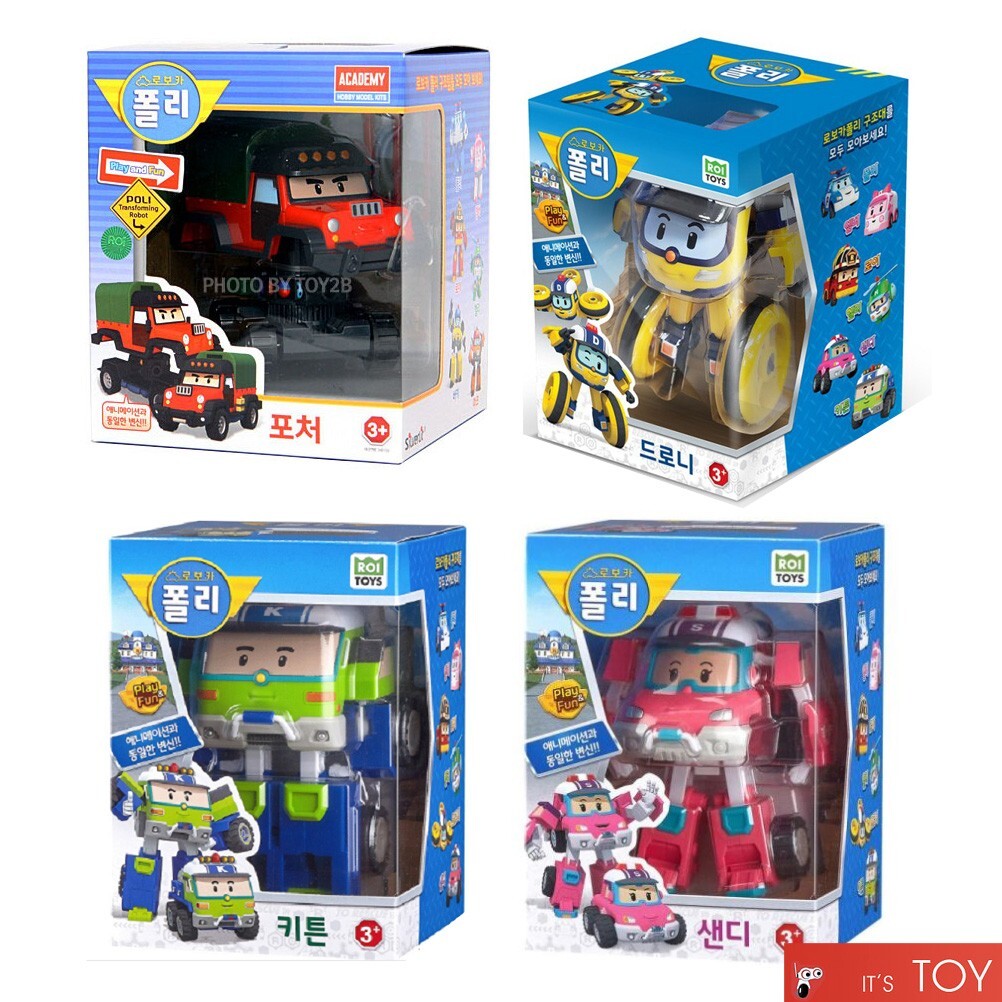 Robocar Poli POACHER DRONEY KEATON SANDY 4-Transforming Robots