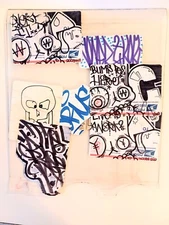 ORIGINAL GRAFFITI LABEL TAGGERS ON NEWSPAPER BOX PLASTIC CLASP, YEAR 2009 NYC