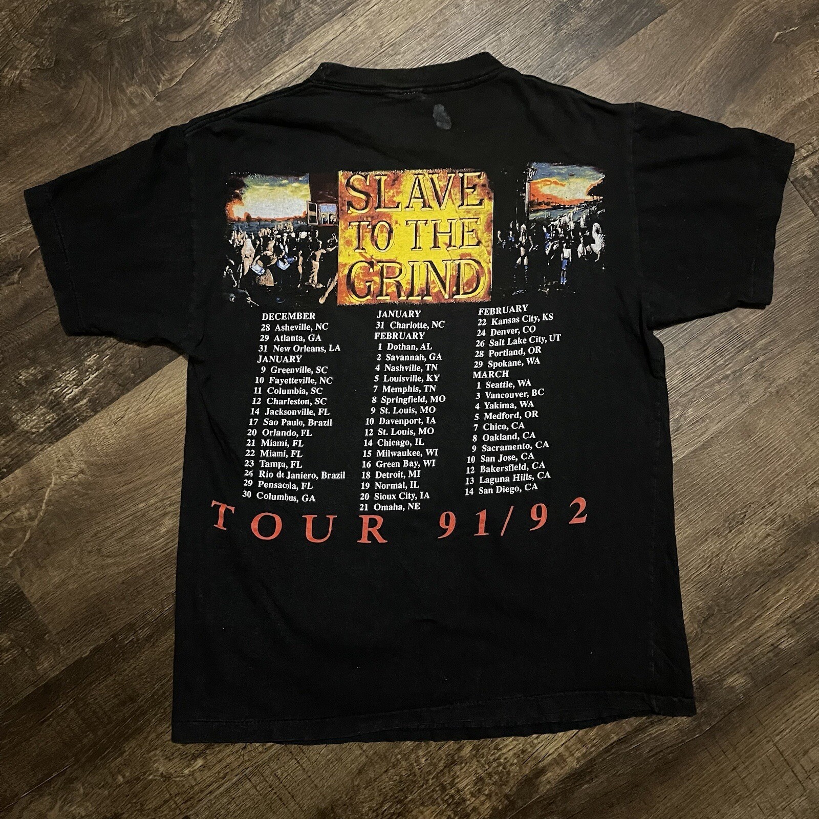 FILA Maglietta Vintage 1991 Skid Row Band Tour Rock Grunge Metal Taglia L