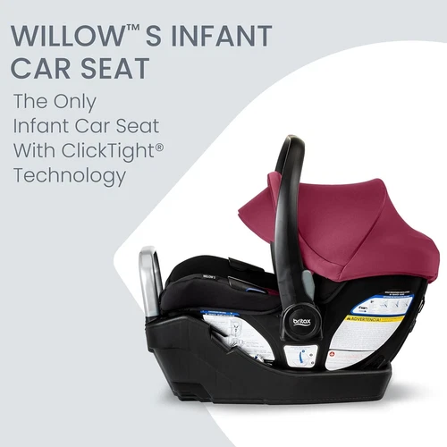 Britax Willow S Infant Car Seat & Base, ClickTight, Rear Facing Ruby Onyx New - Picture 2 of 6