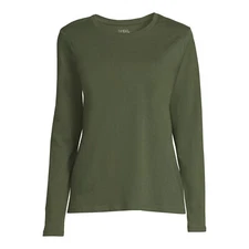 Time and Tru Women's Core Tee with Long Sleeves-Green-XL (16-18)-NWT
