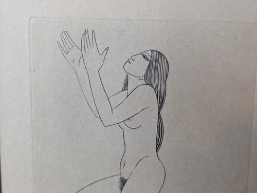 Stampa artistica Eric Gill incorniciata legno rame incisione 1929 - Terra in attesa - Foto 3 di 4