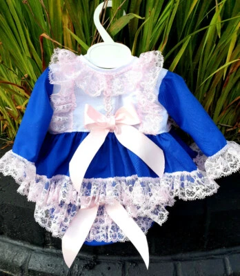 DREAM 0-5 years AUTUMN ROYAL BLUE WHITE PINK TOP AND FRILLY BUM PANTS