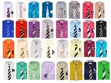 BERLIONI ITALY TODDLERS KIDS BOYS LONG SLEEVE DRESS SHIRT SET WITH TIE  HANKY