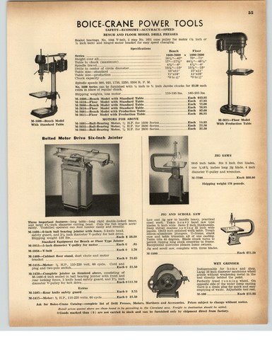1942 PAPER AD Boice Crane Power Tools 