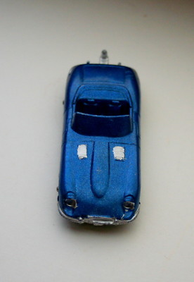 Midgetoy Blue XKE Jaguar 12 Cylinder XKR Convertible Diecast Car New NOS 60s Toy
