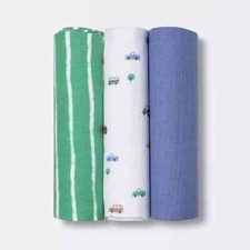 Cloud Island 100 Cotton Muslin Swaddle / Transporting Blankets 3 Pack - NEW 