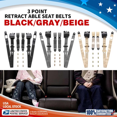 Pair Retractable 3 Point Safety Seat Belt Strap Car Vehicle Belt for Buick-Regal