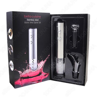 Bella Cuisine Electric Wine Bottle Opener Gift Box SET Corkscrew Automatic Kit