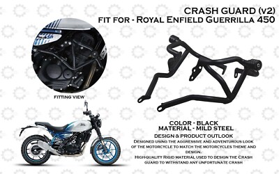 Fit For Royal Enfield ''Guerrilla 450 Black Crash Guard V2''