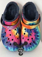 Crocs Baya Lined Tie-Dye Graphic Clog / Fuzzy Slippers Mens 10