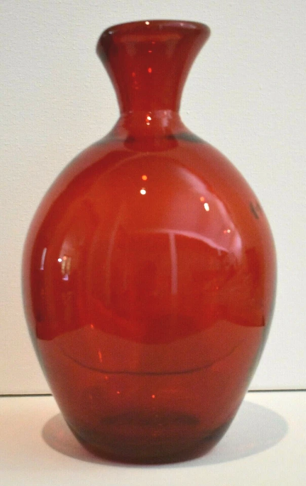 Midcentury Blown Glass Ruby Red Carafe Decanter 8" Tall Spouted - Image 2 of 4