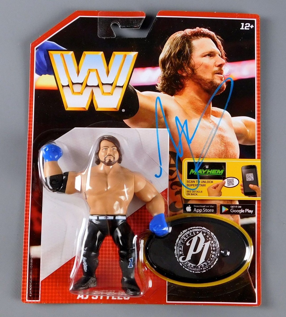 AJ Styles Signed WWE Wrestling Action Figure Wrestler RAW Mattel