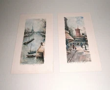 2 Lucien Delarue Lithograph Prints 544 Paris Moulin Rouge 545 Eiffel Tower