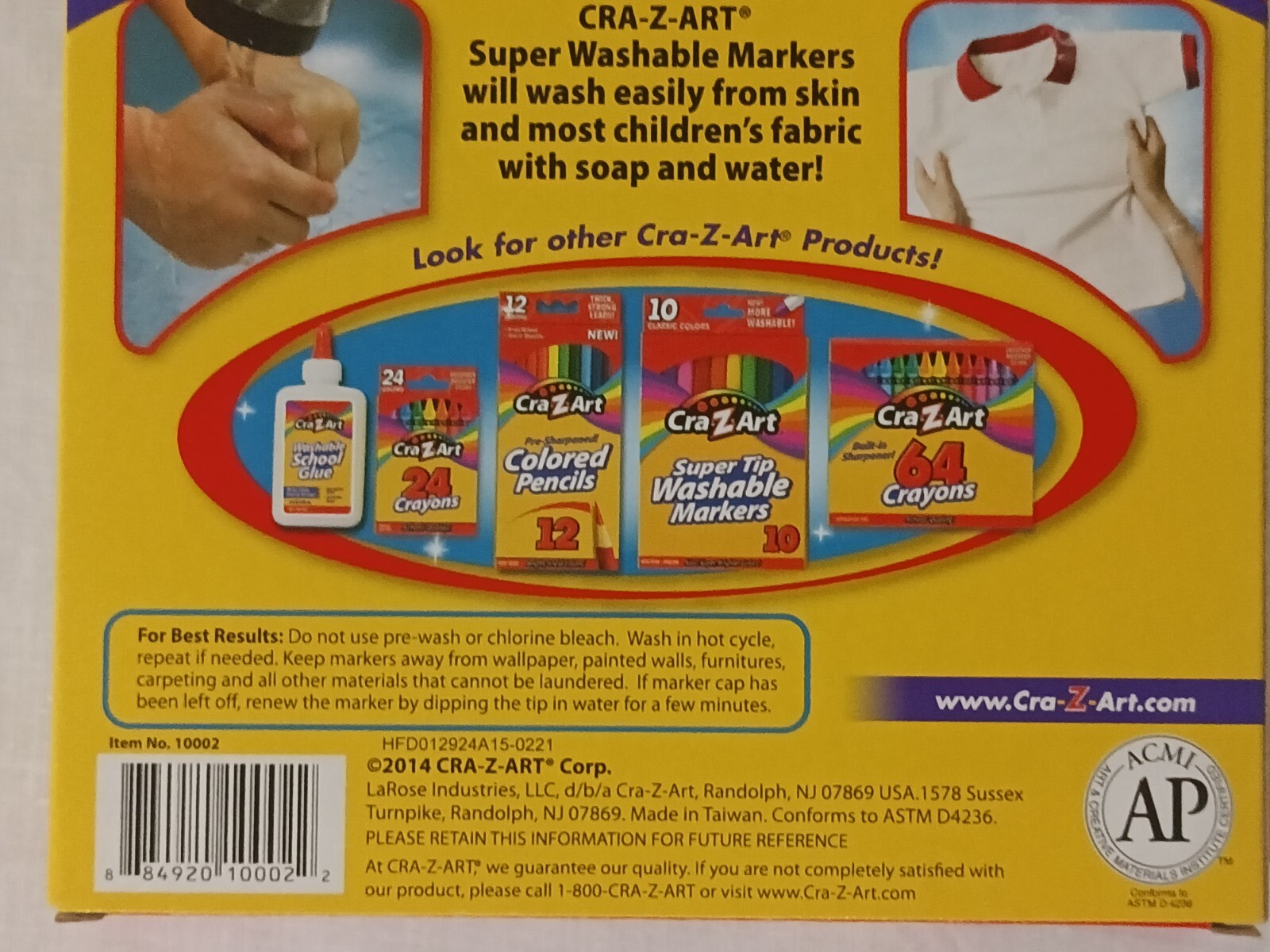 🔴 CRAZART Washable Markers 10 Pack Non Toxic Broadline Classic Colors