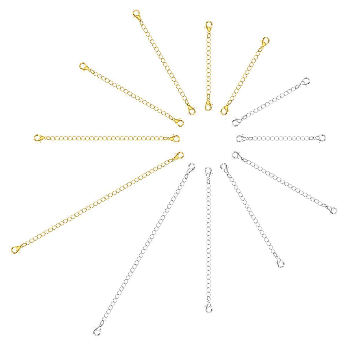 Stainless Steel 12pcs Necklace Bracelet Extender Chain Jewelry Extenders Set US eBay