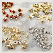10pcs Round Pearl Charm Connector,Gold Ball Shape Pearl Pendant,Earring Charm