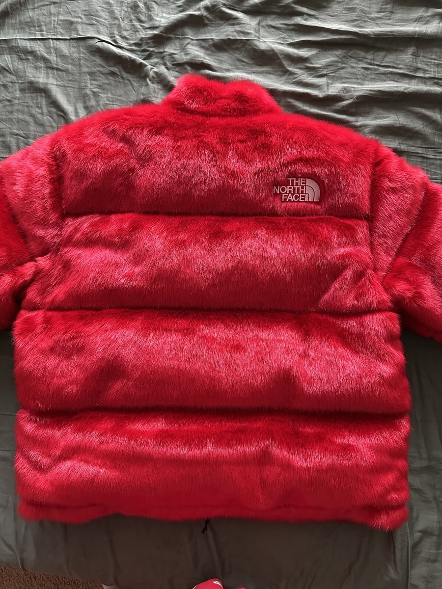 Supreme X The North Face Faux Fur Nuptse Jacket 'Red' | eBay