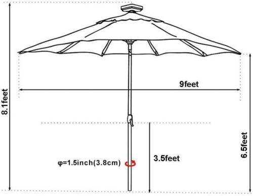EliteShade USA Umbrella Solar 9ft Market Umbrella with 80 LED Lights - Picture 28 of 99