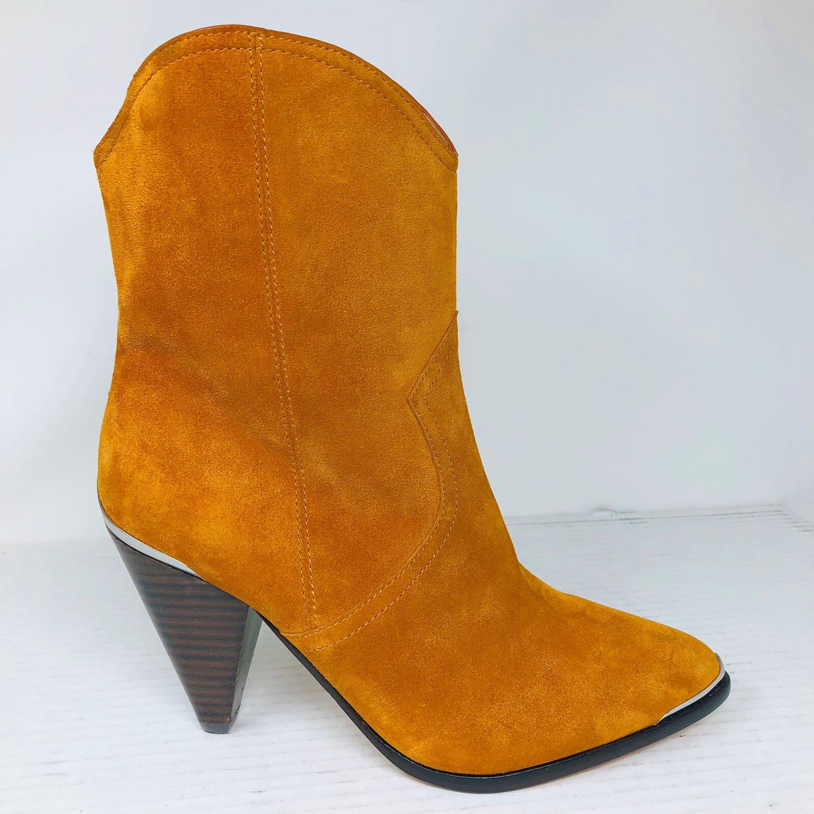 NWOB Joie Orange Suede Western Booties 