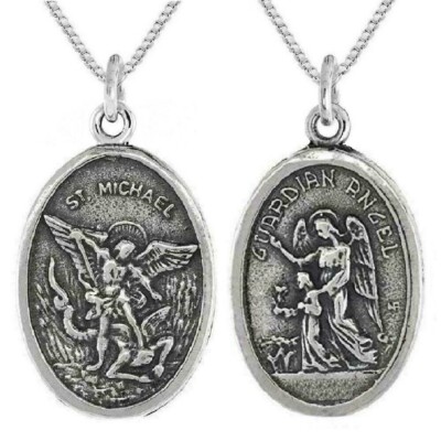Silver Archangel Saint Michael Pendant Necklace Pendant with 22 Chain