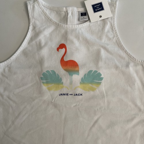 NWT Girls 8 Janie and Jack RESORT FLAMINGO Sleeveless TOP back Bow/Buttons RARE! - Picture 2 of 3