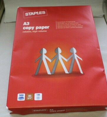 Staples  Kopierpapier weiß A3 80 g 500 Blatt Standartpapier Papier Kopierer