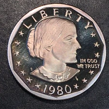 1980-S Susan B Anthony SBA Dollar coin - PROOF - High Quality Scans #Q223