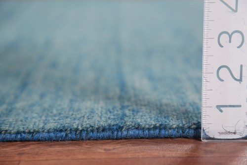 Handmade Gabbeh Solid Design Wool Modern Rug - Blue" 3x5 ft - Picture 12 of 13