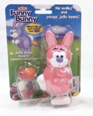 Pink Funny Bunny Walking-Pooping Jellybean Toy- White Elephant