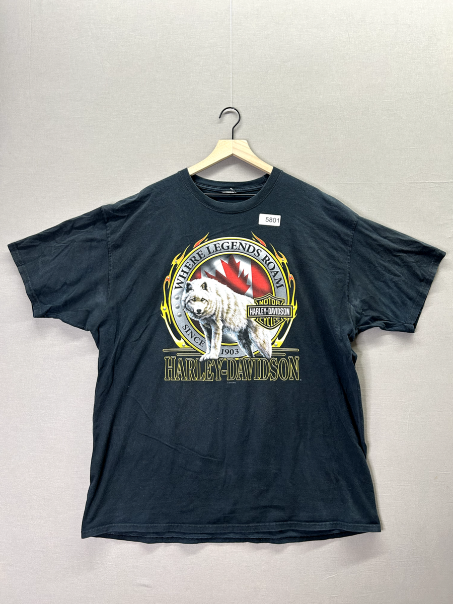 Harley Davidson Adults Black T-Shirt Kane's Short Sleeve Crew Neck