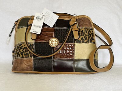 Giani Bernini Women's Brown Faux Fur Patchwork Adjustable Strap