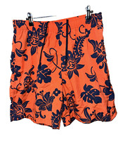 Y2K 90's Polo Sport Ralph Lauren Swim Trunks Orange Floral Jungle Beach 32"