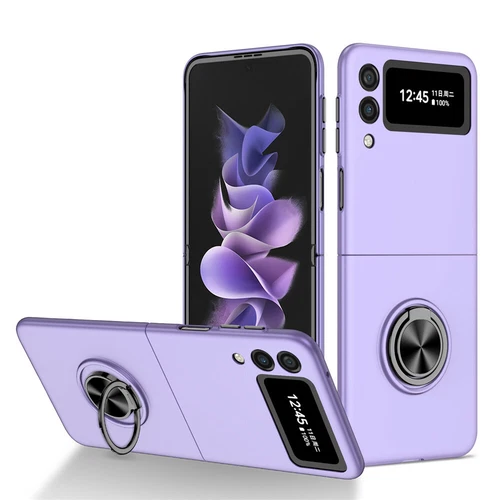 For-Samsung Galaxy Z Flip 4 3 5G Slim Matte Hard Case with Ring+Screen Protector - Picture 77 of 94