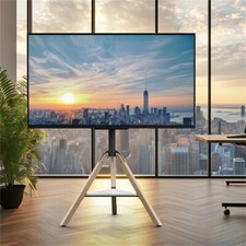 Stabiler TV Ständer Massivholz Dreibein Metallrahmen Höhenverstellbar 40-75 Zoll