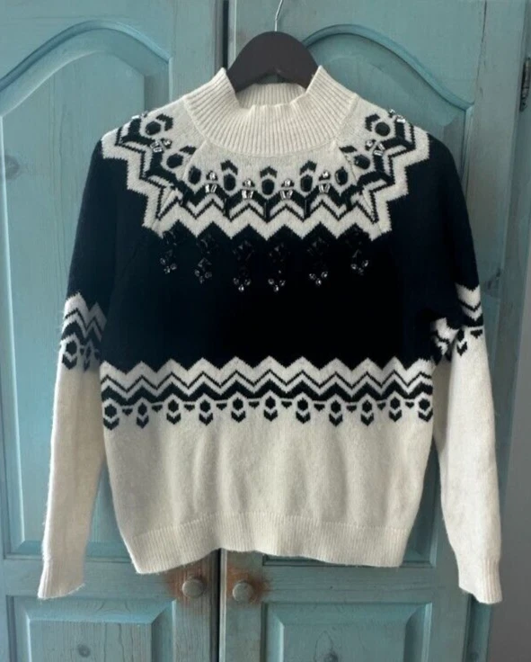 White hot sale embellished sweater