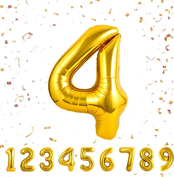 Balloon Geburtstag Zahlen Gold Luftballon 4 Jahre | Folienballon 1 -Riesen Folie-image