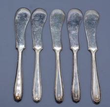 1881 Rogers Oneida CHIPPENDALE Butter Spreader 5-1/2" Set of 5 Silverplate Knife