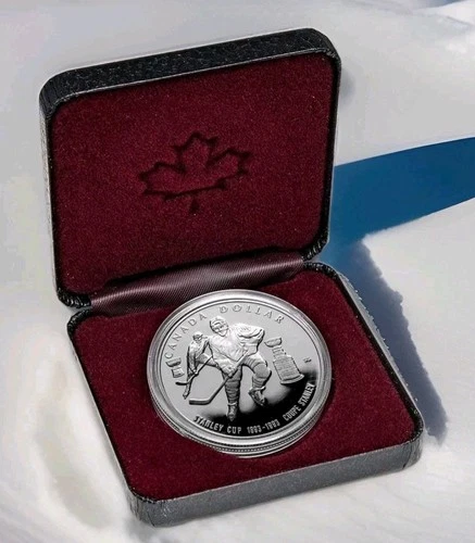 1993 Canada Silver Proof $1 One Dollar Coin 100th Ann. Stanley Cup, Heavy Cameo