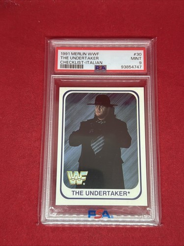 1991 Merlin WWF #30 The Undertaker Rookie Checklist PSA 9 Italian Wrestling Card