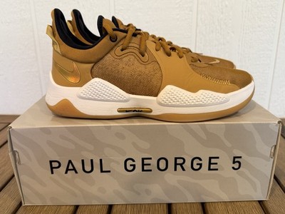 Mens Nike PG 5 Wheat/Metallic Gold Grain Basketball Shoes Size: 10.5 CW3143-700