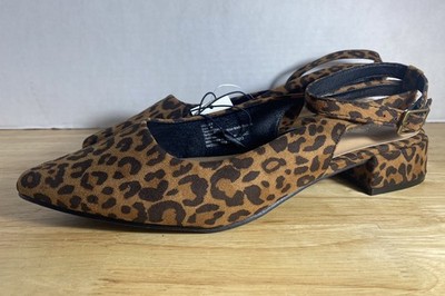 New - Women's Ophelia Roe Leopard Ankle Strap Flat w/small Heel - Size 10